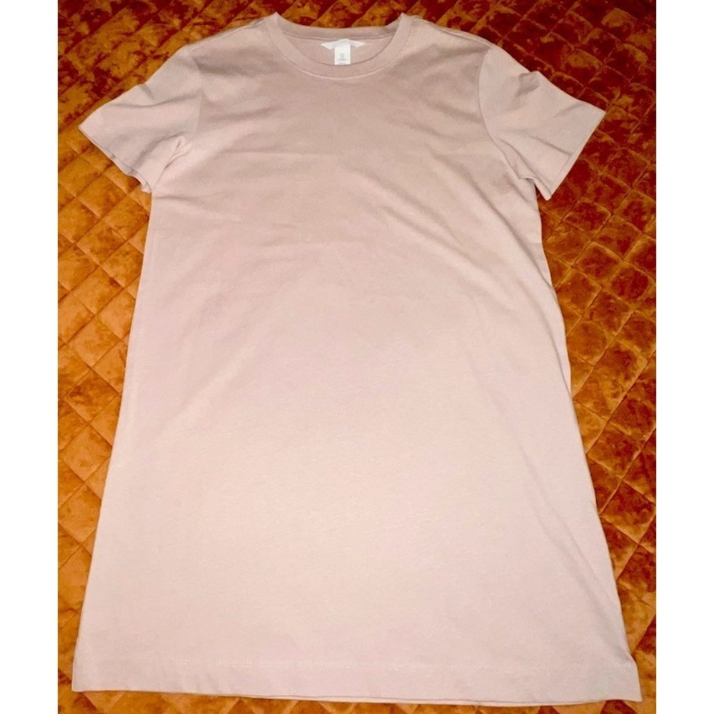 H&M Beige Minimalist T Shirt Dress Womens Small Neutral Capsule Wardrobe